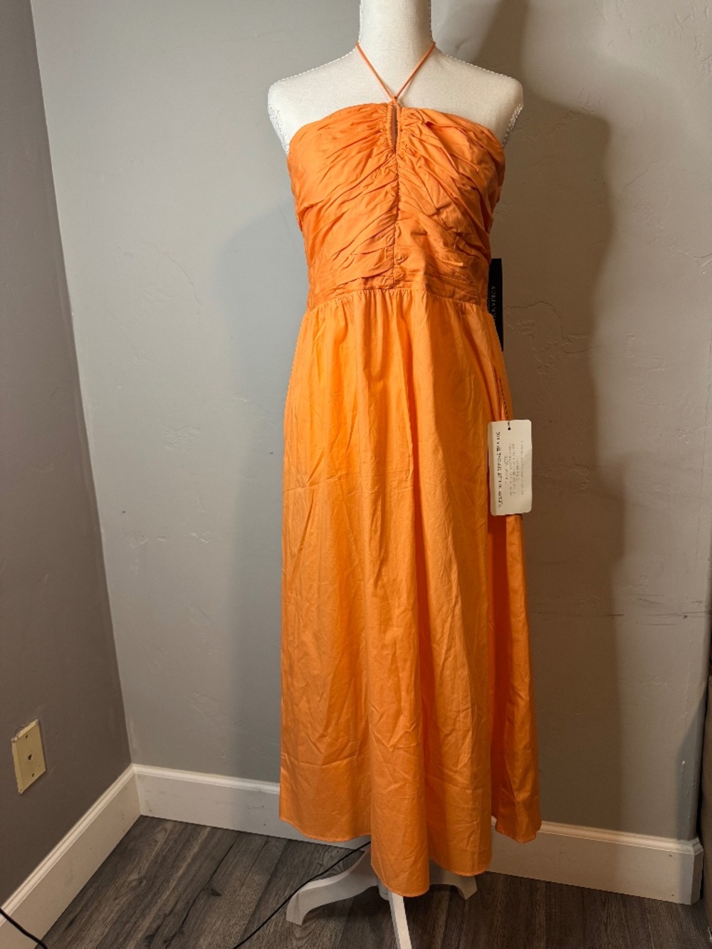 Adrianna Papell Orange Midi Halter Dress, NWT, Size 12